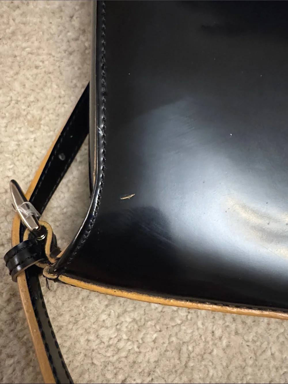 Classic Black Shoulder Bag with Contrast Trim